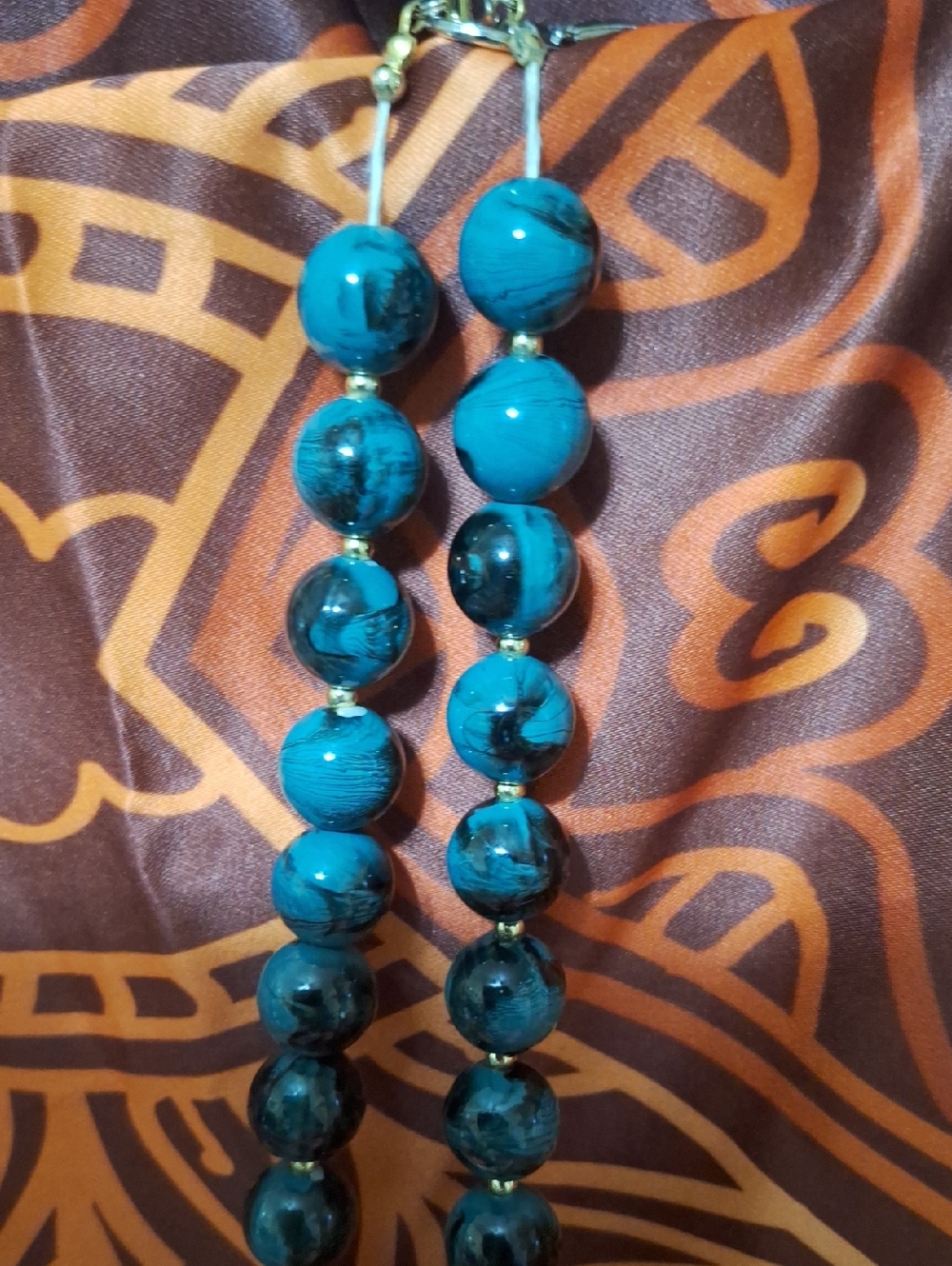 Vintage Simulated Blue Tigers's Eye Turquoise Bead Necklace